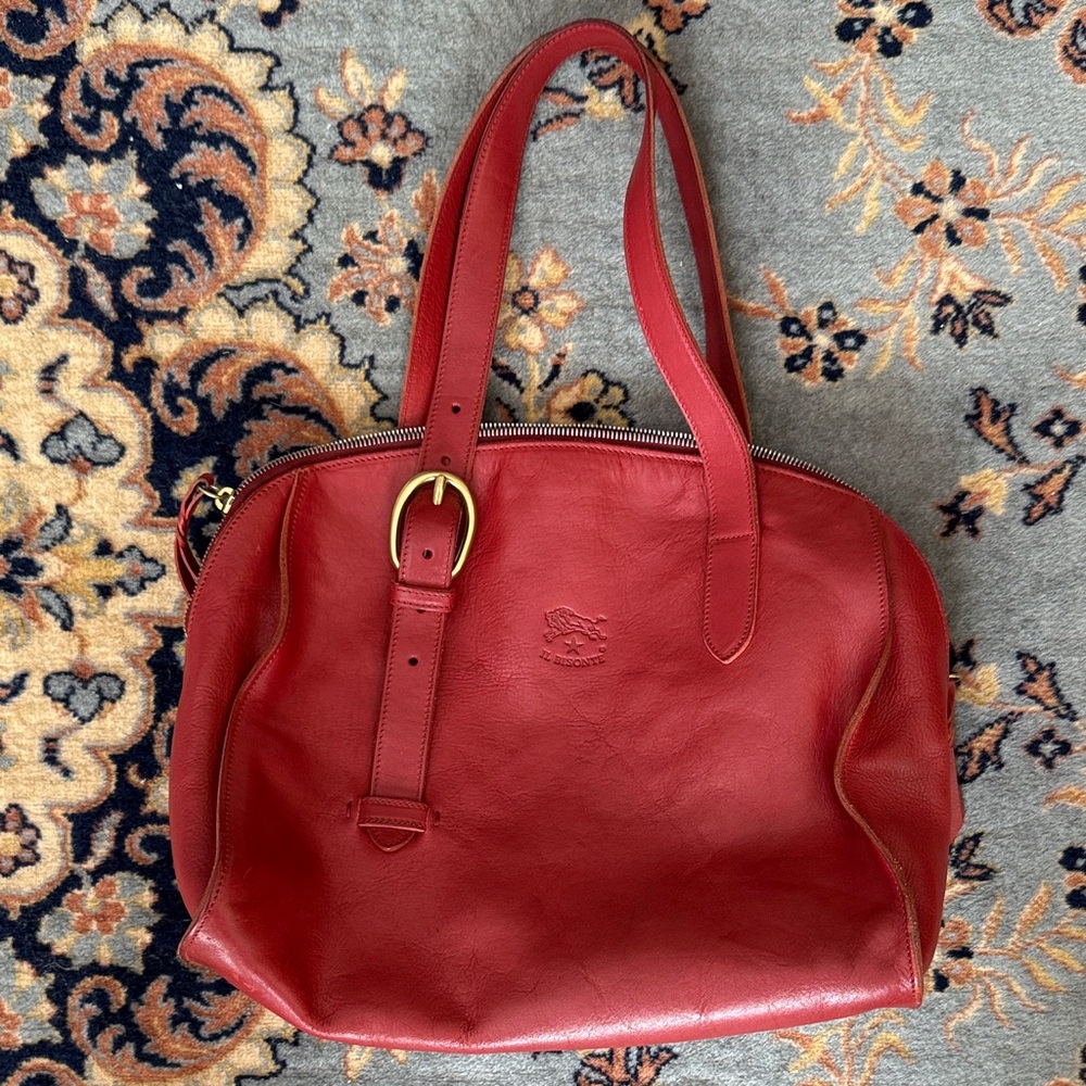 Il Bisonte Chic Red Leather Shoulder Bag